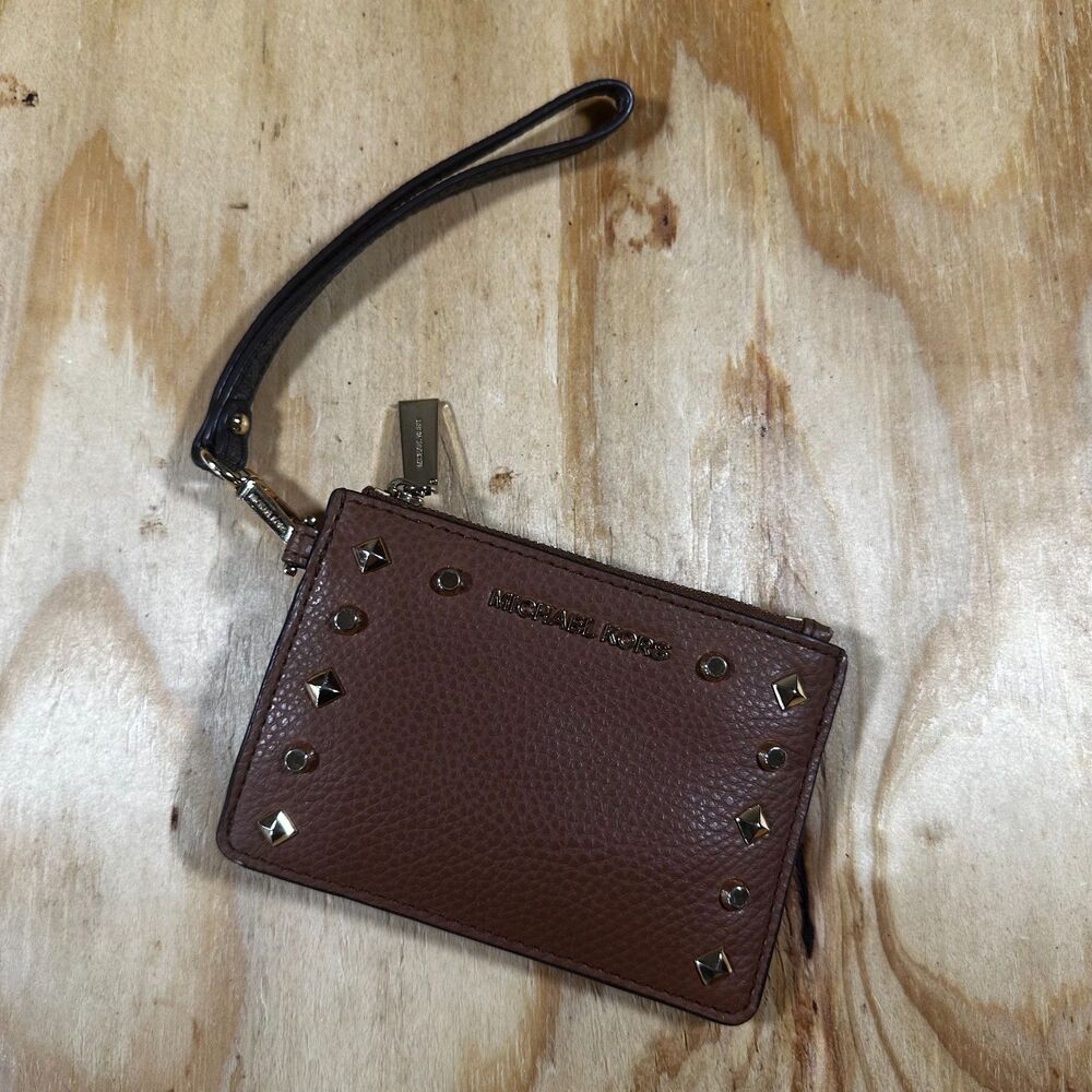 Michael Kors Jet Set Studded Leather Card Holder Wristlet